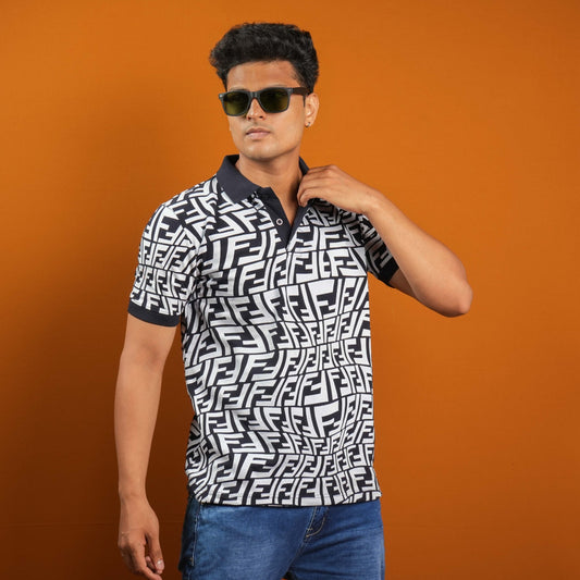 ALL OVER PRINTED MATTY POLO T  - SHIRT FOR MEN'S