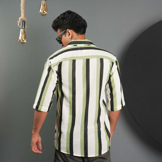 Stripe Design Casual Shirt Half Sleeves