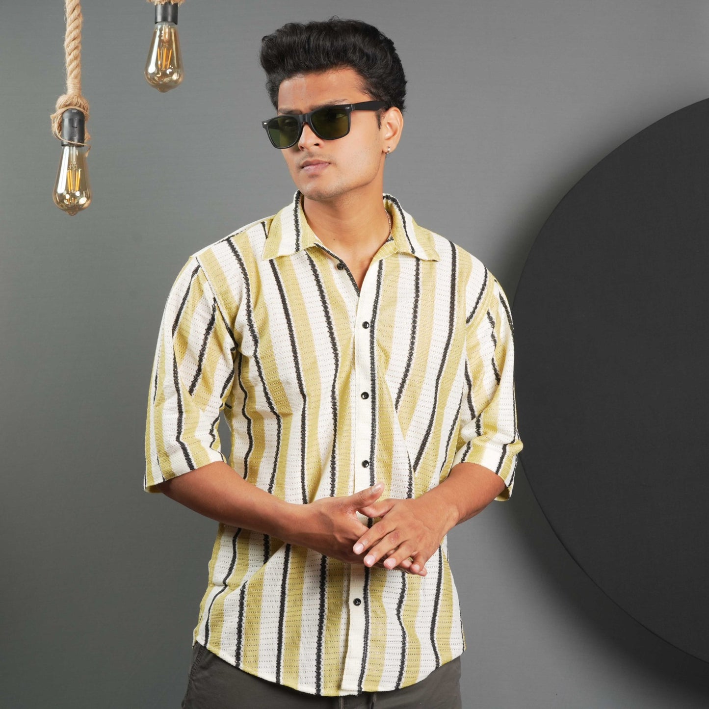 Stripe Design Casual Shirt Half Sleeves