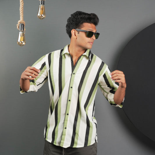 Stripe Design Casual Shirt Half Sleeves