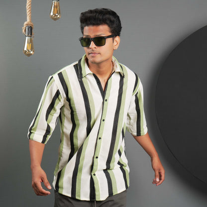 Stripe Design Casual Shirt Half Sleeves