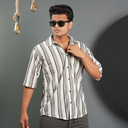 Stripe Design Casual Shirt Half Sleeves