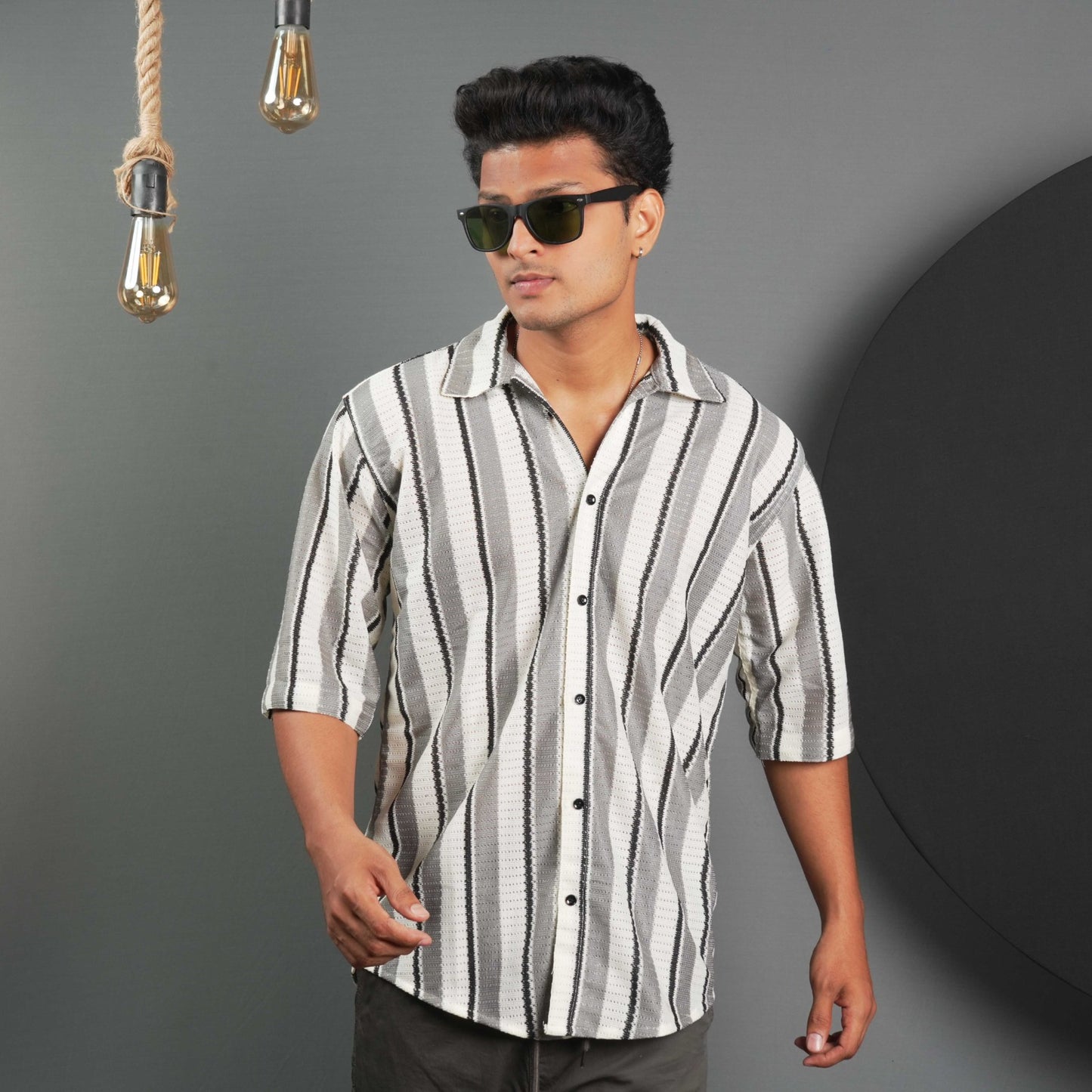 Stripe Design Casual Shirt Half Sleeves