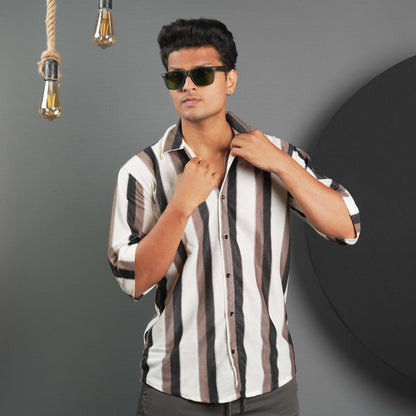 Stripe Design Casual Shirt Half Sleeves